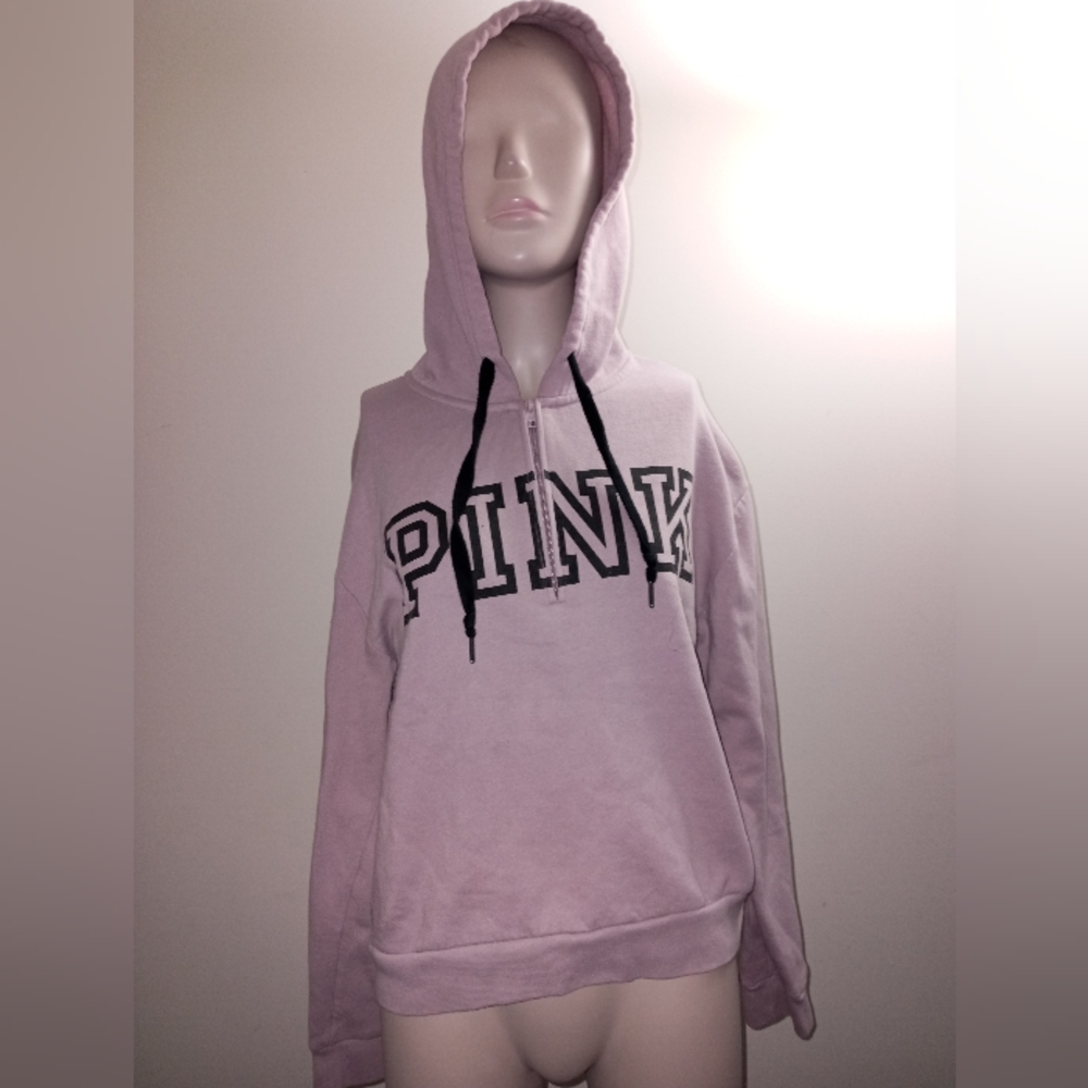 Victoria Secret Pink logo pullover hoodie purple and black logo